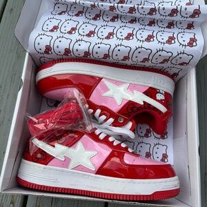 Bapesta x Hello Kitty Shoes Men’s Size 5.5 Bape Streetwear Red White Sneakers
